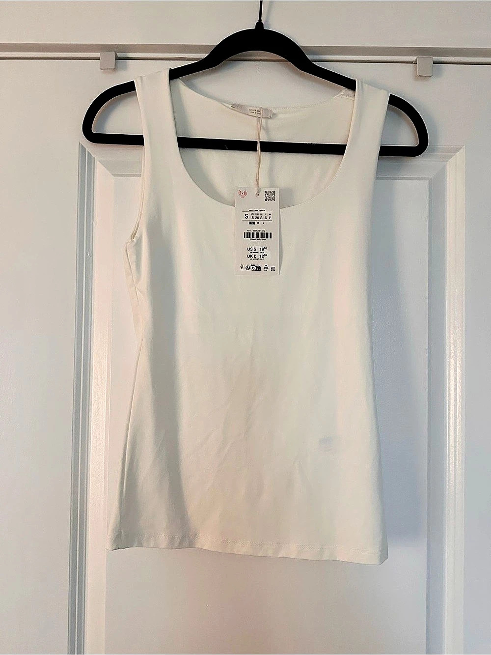Zara Wide Strap Polyamide Tank Top White Small
